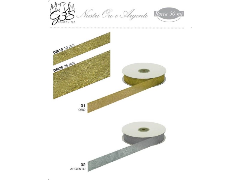 Nastro metallico oro e argento 50mt